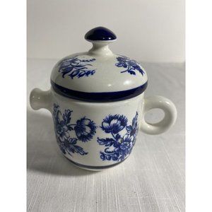 Aurora Italy Ceramic blue & white Ceramiche Creamer Mini Pitcher 4” Italy Floral